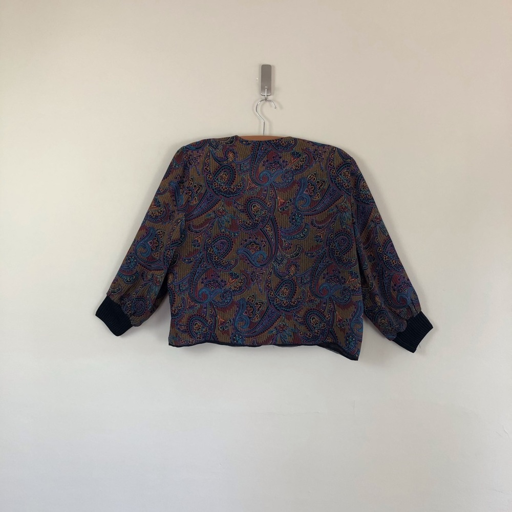 vintage sheer‎ black floral bomber jacket cropped blouse 90s y2k grunge hippie - Picture 9 of 11